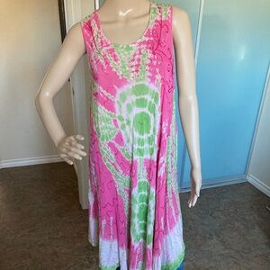 Pink/Green Batik beach cover up